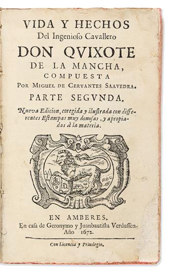Cervantes, Miguel de (1547-1616) [Don Quixote in Spanish, Illustrated]. Vida y Hechos del Ingenioso Cavallero Don Quixote de la Mancha.